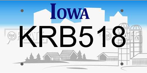 KRB518 Iowa License Plate