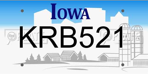 KRB521 Iowa License Plate
