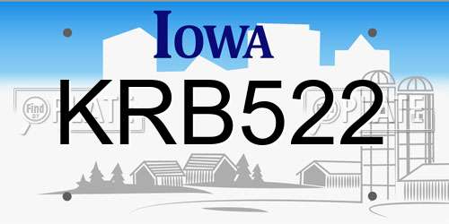 KRB522 Iowa License Plate