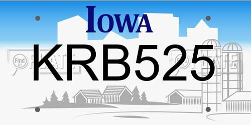 KRB525 Iowa License Plate