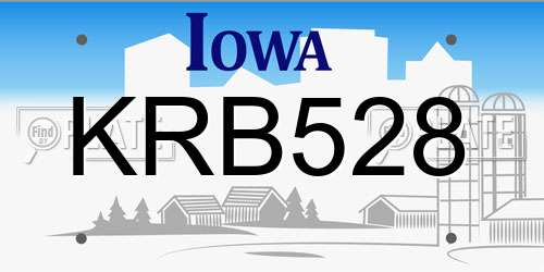 KRB528 Iowa License Plate