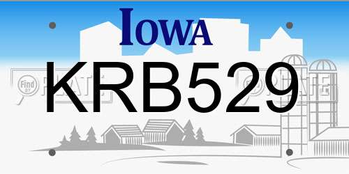 KRB529 Iowa License Plate