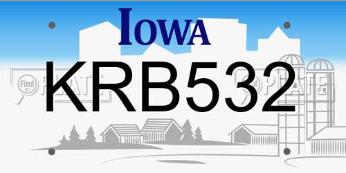 KRB532 Iowa License Plate