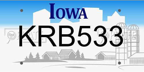 KRB533 Iowa License Plate