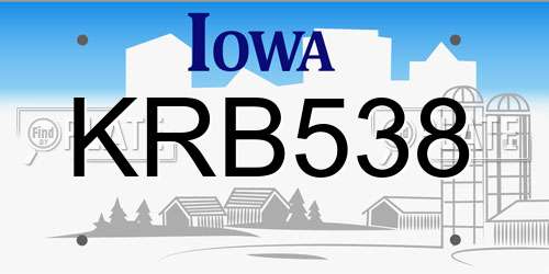 KRB538 Iowa License Plate