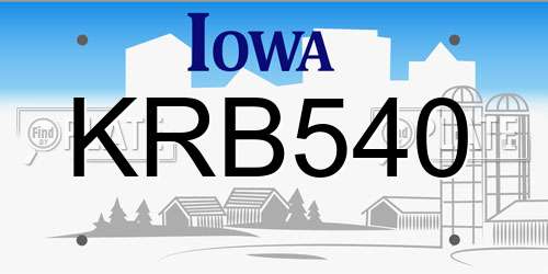 KRB540 Iowa License Plate