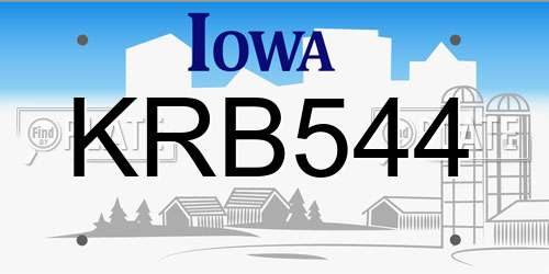 KRB544 Iowa License Plate
