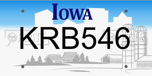 KRB546 Iowa License Plate