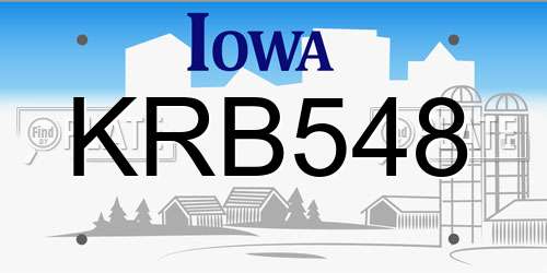 KRB548 Iowa License Plate