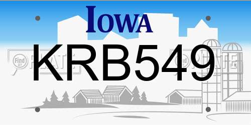 KRB549 Iowa License Plate