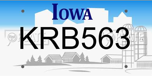 KRB563 Iowa License Plate