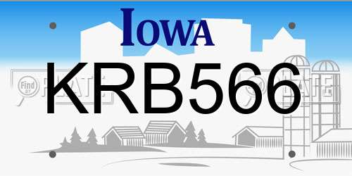 KRB566 Iowa License Plate