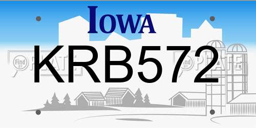 KRB572 Iowa License Plate