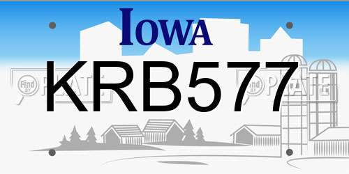 KRB577 Iowa License Plate