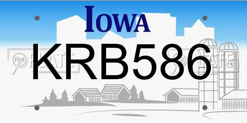 KRB586 Iowa License Plate