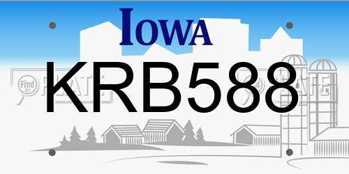 KRB588 Iowa License Plate