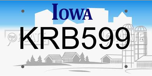 KRB599 Iowa License Plate