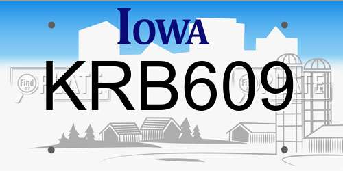 KRB609 Iowa License Plate