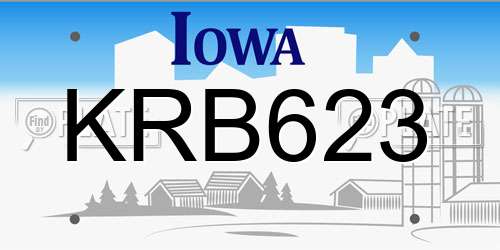 KRB623 Iowa License Plate