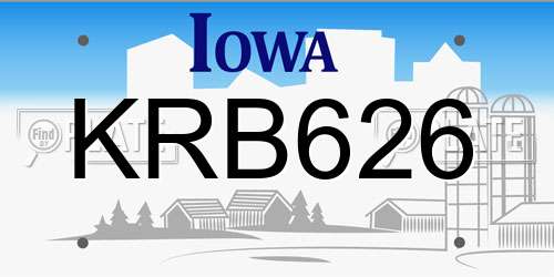 KRB626 Iowa License Plate