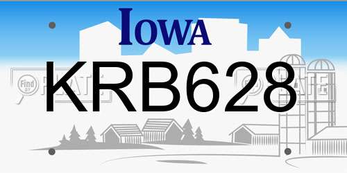 KRB628 Iowa License Plate
