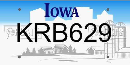 KRB629 Iowa License Plate