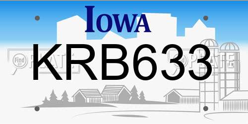 KRB633 Iowa License Plate