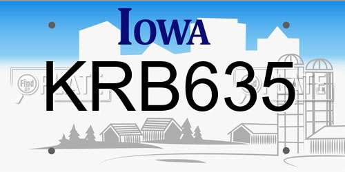 KRB635 Iowa License Plate