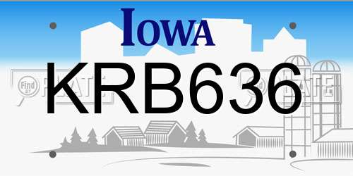 KRB636 Iowa License Plate