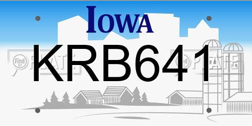KRB641 Iowa License Plate