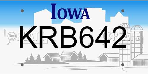 KRB642 Iowa License Plate