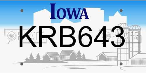 KRB643 Iowa License Plate