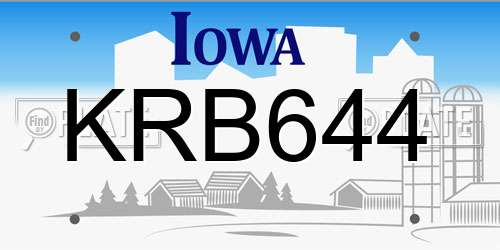 KRB644 Iowa License Plate