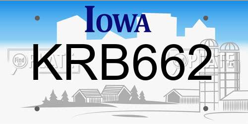 KRB662 Iowa License Plate