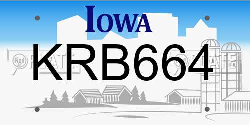 KRB664 Iowa License Plate