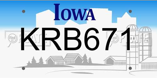 KRB671 Iowa License Plate
