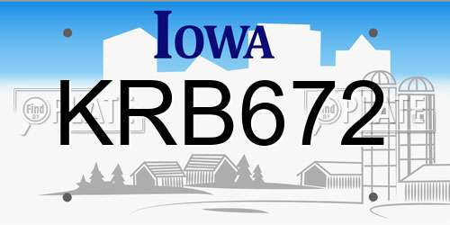 KRB672 Iowa License Plate