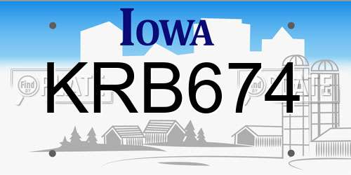 KRB674 Iowa License Plate