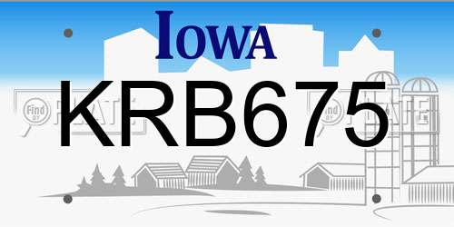 KRB675 Iowa License Plate