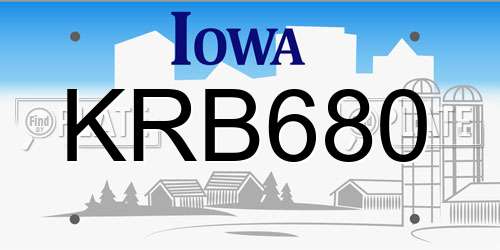 KRB680 Iowa License Plate