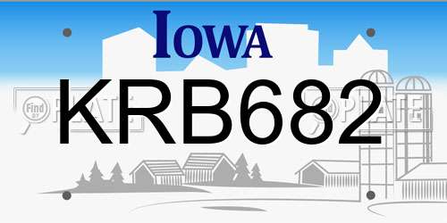 KRB682 Iowa License Plate