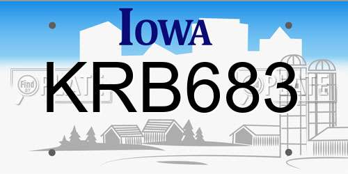 KRB683 Iowa License Plate