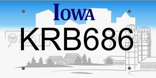 KRB686 Iowa License Plate