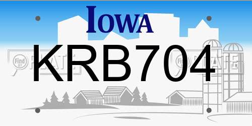 KRB704 Iowa License Plate