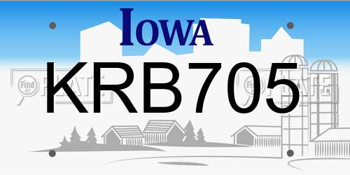 KRB705 Iowa License Plate