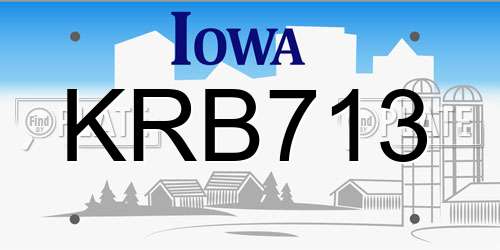 KRB713 Iowa License Plate