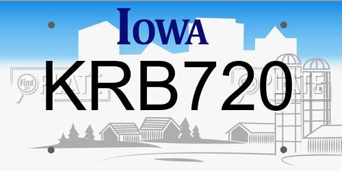 KRB720 Iowa License Plate