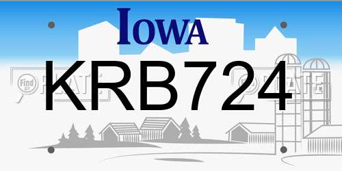 KRB724 Iowa License Plate