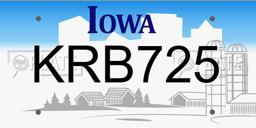 KRB725 Iowa License Plate
