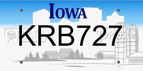KRB727 Iowa License Plate